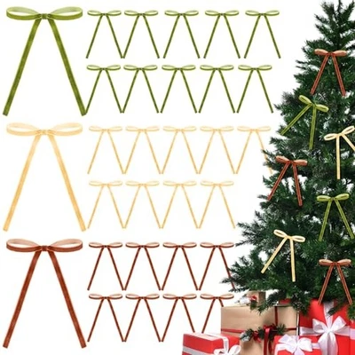  36 Pcs Christmas Velvet Wreath Bow Vintage Velvet Ribbon Bows 5 x 7 Inch  - Image 1 of 4