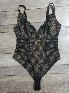 Body donna Popilush pizzo profondo scollo a V corsetto modellante controllo pancia taglia L - Foto 1 di 8