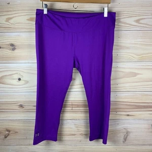 Under Armour Hose Damen Large Crop Leggings Lila Mid Rise Bunt Gym Yoga - Bild 1 von 8