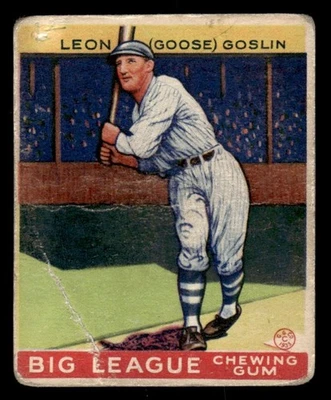 1933 Goudey Baseball #168 Goose Goslin PR *e1 - Image 1 of 2