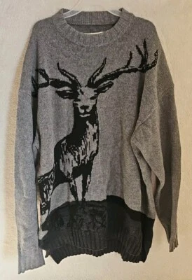 Emporio Armani Sweater Stag Deer Deerhead Gray And Black Sophisticated Size... - Image 1 of 4