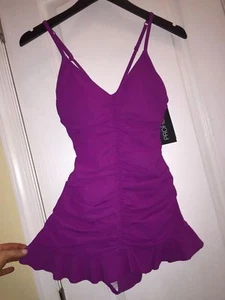 Profile by Gottex Swan Lake Purple One-Piece Swimdress Women's 8 Nwt - Picture 1 of 9