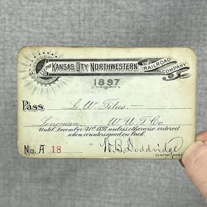 Pase de ferrocarril del noroeste de Kansas City 1897 - Imagen 1 de 5