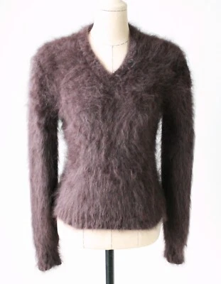 Suéter GUCCI Italia Marrón 100% Angora Cuello en V Foto 1 de 4