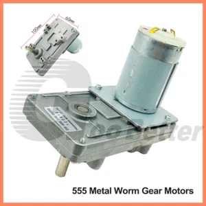 555 Metal Worm Gear Motors DC 12V 24V "D" Shaft Speed Reducer Reversible Motor - Picture 1 of 7