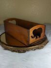 Wood Hand Made Vintage Shadow Box Shelf Primitive Cut Out Elephant