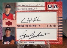 2005 UPPER DECK USA DUAL RC AUTO CLAYTON KERSHAW RC TOLLESON /250