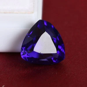 12 Carat Trillion Cut Violet Color Lab Created Amethyst Gemstone For Signet - Picture 1 of 7
