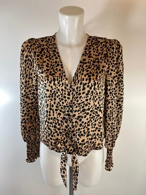 Ladies New Ex Primark Animal Print Tie Front. Top Blouse Size 6 8 12 16 18 20 - Image 1 of 4
