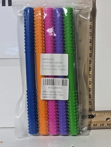 Hollow Teething Tubes Toys for Babies Girls Boys, 5 Pack  with brush - Picture 1 of 2