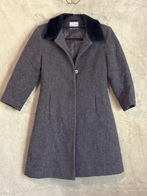 Rothschilds Girls Gray Wool Dress Coat Faux Fur Collar Warm Winter Outfit Sz 10 - Image 1 of 4