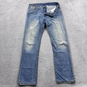 Jeans Levis 501 para hombre 29x32 azul Y2K botón recto mosca lavado ligero desgastado - Imagen 1 de 12