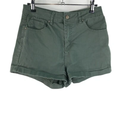 Pantalones Cortos Forever 21 Para Mujer Informales Frente Plano Tiro Alto Verde Puños Talla 28 Foto 1 de 4