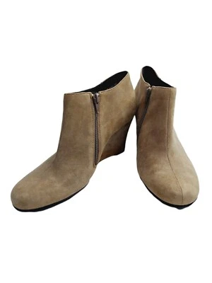 Aerosoles Heelrest Plum Pie Beige Suede Ankle Boot Wedge Heel Zip Women’s 9.5 M - Image 1 of 4