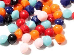 Lot (105) 5mm Czech vintage round domed multi colored opaque glass rhinestones - Picture 1 of 3