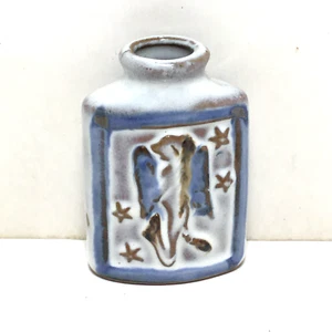 Mini kleine Steinzeug Knospenvase Sterne und Engel(?) Vintage - Bild 1 von 11