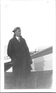 Handsome Man Pilot Aviator Hat Goggles Aviation Airplane 1930s Vintage Photo - Picture 1 of 2