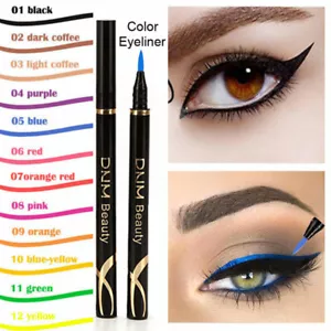 12 Colors Highlight Waterproof Eyeliner Quick-drying Neon Colorful Makeup Pen - Picture 1 of 17