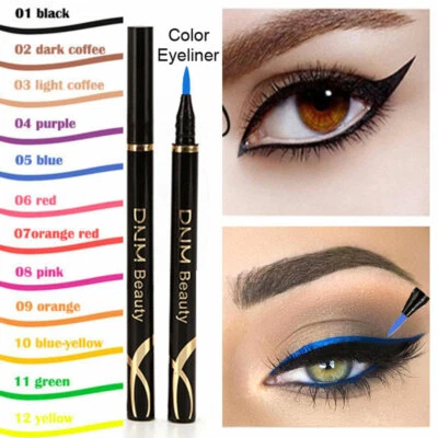 12 Colors Highlight Waterproof Eyeliner Quick-drying Neon Colorful Makeup Pen - Image 1 of 4