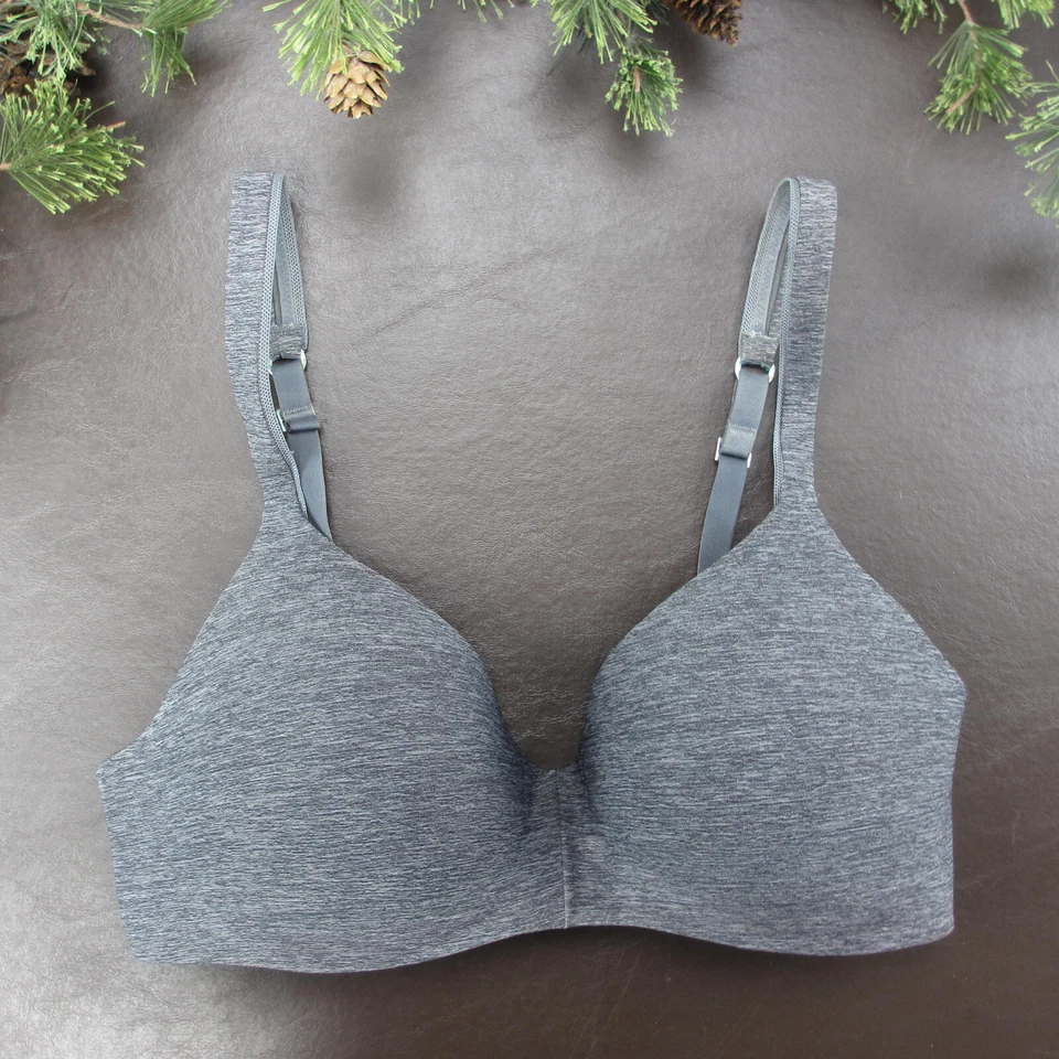 Hanes Bra 34D Dark Gray Padded Wireless Adjustable Clasp Back - Image 1 of 4