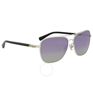 Coach Polarized Sunglasses HC 7073 Silver/Black 90158/J Authentic 59mm - Picture 1 of 2