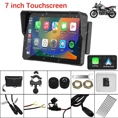7Inch Motorcycle Navigation GPS Wireless Carplay Android Touch Screen + TPMS - Image 1 of 4
