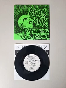 Chaos U.K. Burning Britain EP Visionary Vinyl 7" 45 PUNK V708 1996 KBD Anarcho - Picture 1 of 11