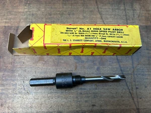 Starrett A1 Hole Saw Arbor 1/4" HSS Drill Fits 9/16" – 1-3/16" Hole Saws USA - Picture 1 of 4