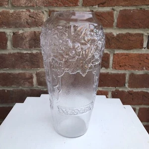 Arts And Crafts  GLASS Vase Embossed flowering Tree arts and crafts panels 9.5” - Picture 1 of 12