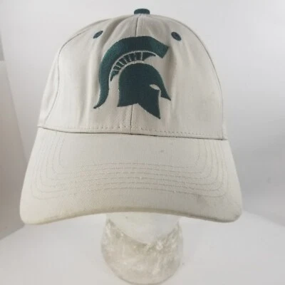 Michigan State Spartans NCAA Hat Cap Strapback Green Logo Beige/Off White - Image 1 of 4
