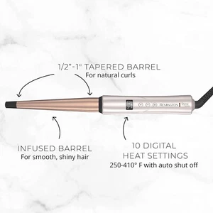 Remington Shine Therapy Argan Oil & Keratin Infused ½-1" Tapered Curling Wand - Picture 1 of 5