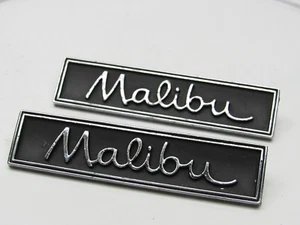 Vintage Chrome Chevrolet Malibu Script Emblem Metal Logo Nameplate - Picture 1 of 9