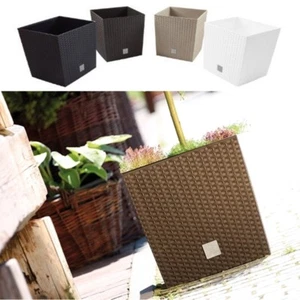 Blumentopf Übertopf Blumenkübel Rattan Pflanztopf mit Einsatz 4 Farben bis 408mm - Bild 1 von 5