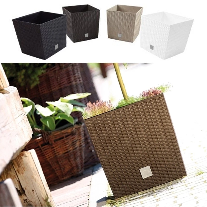 Blumentopf Übertopf Blumenkübel Rattan Pflanztopf mit Einsatz 4 Farben bis 408mm - Bild 1 von 1