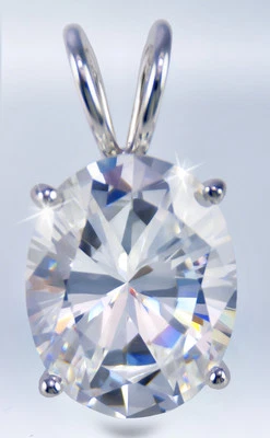 10 Kt Pendente Ovale Originale Vintage Russo Zircone Cubico Argento - Immagine 1 di 3