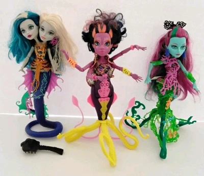 Lote de muñecas de moda Sea Monster High Hissters Kala Mer'ri Posea Great Scarrier Reef Foto 1 de 4
