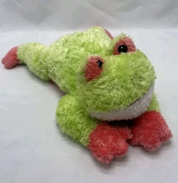 Rana de seda verde y rosa Ty Baby acurrucada con sonajero peluche vintage 2001 Foto 1 de 4