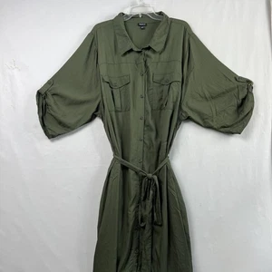 Vestido Camisa Torrid 5 Talla 5X Cuello Abotonado Manga Corta Cinturón Verde - Imagen 1 de 13