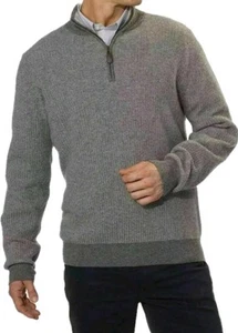 BELFORD Cashmere Jacquard ¼ Zip Sweater 100% Cashmere Very Soft Mens Size XL - Picture 1 of 11