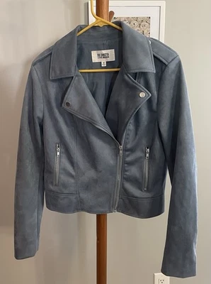 Mujer BB Dakota Steve Madden Azul Claro Imitación Gamuza Moto Chaqueta M Foto 1 de 4