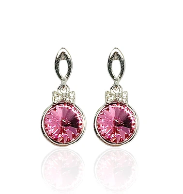 Pendientes mini pajarita redonda gota elementos de Swarovski enchapados en oro de 18 quilates Foto 1 de 2