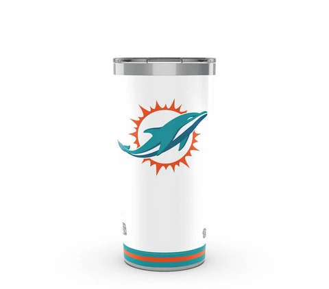 MIAMI DOLPHINS, 20oz STAINLESS STEEL TUMBLER FROM TERVIS WITH LID INCLUDED Cover