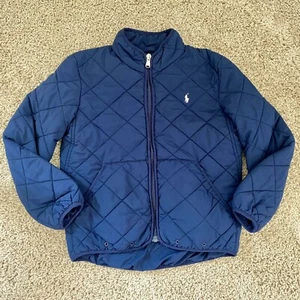 Polo Ralph Lauren Kids Jacket Size 6 6X Navy Blue Quilted Full Zip Front Winter - Picture 1 of 5