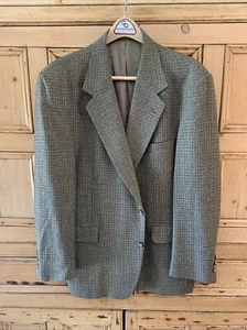 Nordstroms Men’s Store Wool Check Sport Coat Black Olive Blue Cream USA 46 Reg  - Picture 1 of 11