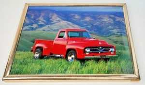 1955 Ford F-100 John Wagner Pick Up Truck Wall Art Décor Gold Framed Picture - Picture 1 of 5