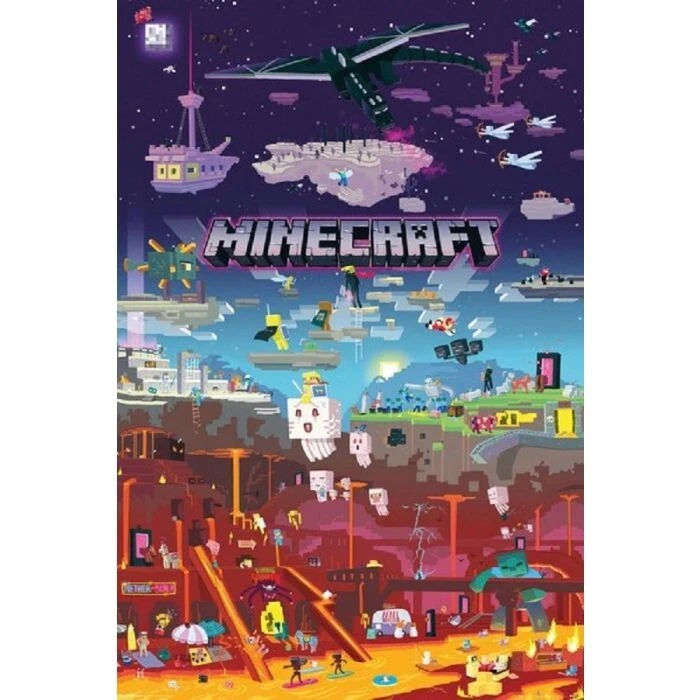 2018 JINX MOJANG MINECRAFT WORLD BEYOND POSTER COMPUTER VIDEO GAME 24x36 - Image 1 of 1