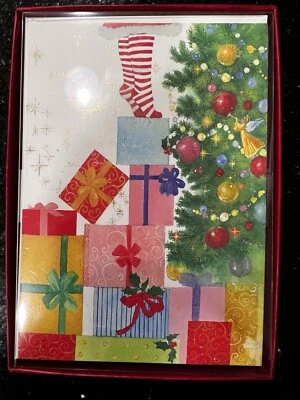 Caspari Boxed Christmas 15 Cards & 16 Envelopes NIB New Tree Gifts 4 X 6” - Image 1 of 4
