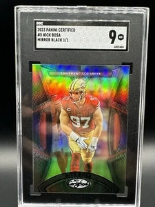 Nick Bosa 1/1  2023 Panini Certified Mirror Black 49ers True 1/1 SGC 9 - Picture 1 of 2