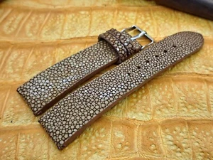 21mm/18mm Polished Stingray Leather Watch Band  Vintage Exotic Leather - Picture 1 of 11