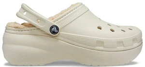 Crocs Damen klassische Plateau gefütterte Kunstfell Slipper Clogs Sandalen - Bild 1 von 19